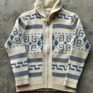 Vintage 70s Pendleton Wool Cardigan Sweater Full Zip Aztec Western